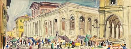 Art work by Rodolfo Marma Mercato di San Lorenzo  - watercolor paper 
